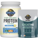 Taman Kehidupan Protein & Creatine Bundle - Vegan Vanilla Protein Powder 20 Servis dengan BCAAs, Prozymes + Enzymes + Creatine Monohydrout 60 Servis untuk Muscle, Kekuatan & Performance