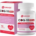 OMOGS CoQ10 200mg Softgeels, Suplemen Abusif Koenzim Q10 Tinggi Dukungan Kesehatan Jantung, Kesehatan Kardiovaskular, Sistem Imune & Sel Energi Produksi, Gluten Bebas, 90 Softgels