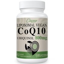 Lipomal CoQ10 800mg Ubiquinol Softgel, Max Absorpsi Ubiquinol Koenzim Q10, Ubiquinol CoQ10 Suplemen untuk Antioksidant, Fungsi Jantung & Energi Produksi, Murni CoQ10 800mg, 60 Vegan Softgeels