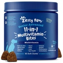 Zesty Paws Senior Dog Multivitamin Treats - Glucosamine for Dogs + Digetical Enzymes & Progories - Grain Free Dog Vitamin dan Suplemen untuk Skin & Coat + Ammune Health Chicken - Advanced - 90ct