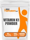 BulkSuplements.com Vitamin K1 Powder - Vitamin K1 Tambahan untuk Dukungan Bone and Heart Health - Gluten Bebas, 10mg per Serving, 100g (3.5 oz) (Paket 1)