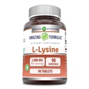 Amazing Formulas L- Lysine 100mg Acid Tablet Acid Suplement Non-GMO 124; Gluten Free 124; Dibuat di USA (90 Count)