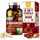 Premium D Premium Nomor Satu Tambahan Perempuan dan Pria [Max Kekuatan, 1350MG] Natural D-Mannose dengan Cranberry, Hibiscus dan Dandelion untuk Kesehatan Trakta Uriner, 120 Count