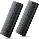 Large Pill Organizer 2 Pack, Easy- Open Weekly Pill Organizer, XL Daily Pill Organizers, 7 Day Medicine Organziers, Medicine Box 7 Day for Large Vitamin Suplemen (Double Black)
