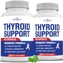 Tambahan Dukungan Thyroid Baru untuk Perempuan & Pria dengan Iodin, B12, Zinc, Selenium, Ashwagandha, Bladderwrack, Turmeric, Schisandra - Non-GMO - 120 Count