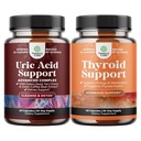 Bundle of Green Coffee Bean Extract for Uric Acid Cleanse & Detox with Turmeric Tart Cherry & Celery Seed and Herbal Thyroid Support Complex with L Tyrosine, Bladdercrack, Selenium & Pure Ashwagandha