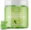 FIOR Creatine Gummy - Best Creatine Monohydrate Chewable, 60 Count, Workout & Protein Suplement, Sour Green Apple Flavor, 30 Servis