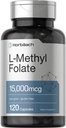 Horbäach L Methylfolat 15000 mcg 124; 120 Capsules 124; 15mg Methyl Fail 124; 5- MTHF = Non-GMO, Gluten Free Suplemen