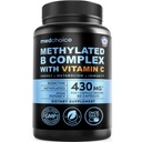 9-1 Vitamin B Kompleks - Metode Multivitamin dengan B12 Methylcobalamin, Methylfolat, L-5- MTHF & Vitamin C - Metholated B Kompleks untuk Perempuan & Pria - Non-GMO, Gluten- Free, & Vegan (90 pelayan)