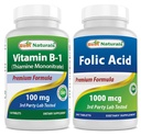 Terbaik Vitamin B1 Vitamin sebagai Thiamine Mononitrate 100 mg & Folic Acid 1000 mcg