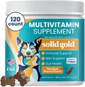 Solid Gold Dog Multivitamin - Soft Dog Vitamin & Supports Chews - All-inOne Heart, Immune, Brain, Skin, Coat & Gut Health Support w / Vitamin C, B12, Progrex & Antioksidants - Bacon Flavor 120ct