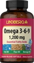 Lindberg Omega 3 6 9 Suplemen 124; 1200 mg 124; 90 Softgeels 12.4; Estile Acids Fatty 124; dengan Fish, Flax, dan Borage Oil 124; Non-GMO, Gluten Free