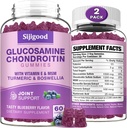 2 Pack Glucosamin Chondroitin Gummies, Ekstra Kekuatan Glucosamin Chondroitin MSM dengan Elderberry & Turmeric, Gabungan Kesehatan, Fleksibilitas, Antioksidant, Imuniune untuk Dewas- Blueberry Flavored, 120 Gummi