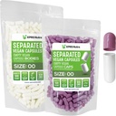 XPRS Nutra Vegan Ukuran 00 Terpisah Kapsul - 500 Count Premium Kosong Kapsul Terpisah di Bags - 00 Pil Kosong untuk Tambahan DIY (Lavender / Putih)