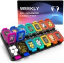 Extra Large Weekly Pill Organizer 2 Times A Day - Kotak Pil Rangka 7 Hari - Am Pm Vitamin Kasus - Kontainer Kedokteran Dua Penakitan Minggu Penyimpanan Kesehatan Harian XL Dua kali Med Sorter Cute