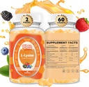 L- Lysine Gummies 1000mg - L- Lysine Suplemen untuk Anak-anak dan Orang dewasa - Lip dan Sore Dingin * Dukungan untuk Perempuan - Chewable Lysine Gummies dengan Vitamin B12 - Vegan, Non GMO, Gluten- Free, 120 Counts