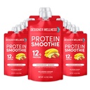 Designer Wellness Protein Smoothie, Real Fruit, 12g Protein, Low Carb, Zero Added Sugar, Gluten- Free, Non-GMO, No Articial Colors atau Flavors, Strawberry Banana, 12 Count