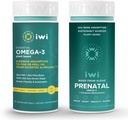 Iwi Omega-3 Estial & Prenatal Multivitamin Bundle, 30 hamba, Vegan Plant - berbasis Algae Omega 3, Krill & Fish Oil Alternatif, tidak ada Fishy Aftertaste