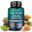 Sea Moss Advanced - Sea Moss 3000mg Black Seed Oil 2000mg Ashwagandha 1000MG Bladderwrack 1000mg Burdock