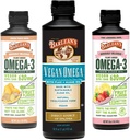 Barlean Vegan Omega 3 Algae Oil Limid Bundle, termasuk Flaxseed dan Algae Oil Blend, Ginger Peach, dan Pink Lemonade Flavors, EPA dan DHA Fatty Acids