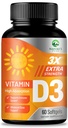 Vitamin D3 5000 IU Softgeels (125 mcg) - Ekstra Vitamin D-3 Dietary Suplemen untuk Bone, Teeth, Muscle Health & Imune Dukungan, LaAbsorbtion Mini D Softgel, Non-GMO, Gluten Free - 60 Count