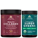 Nutrition Ancient Multi Collagen Protein Powder, Unflashored, 60 Servings + Supergreens Powder, Greens Flavor, 25 Servis