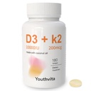 d3 k2 Vitamin 10.000 iu, 180 Coconut Oil Softgeels 124; 2 dalam 1 Vitamin Suplemen D3 100000 IU & K2 (MK7) 200 mcg, Easy to Swallow, Mempersiapkan Absorpsi Calcium, Bone Imune, & Heart Health