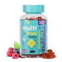 Squiggles Kid Multivitamin + Iron Gummies - Low Sugar Gummy Vitamin with Iron Suplemen untuk Anak - Broad Spectrum Vitamin dan Mineral, Chewy, Yummy Berry Flavor (100 Count)