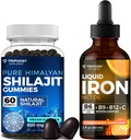 Bundle Kesehatan Terakhir: Tambahan Besi Liquid & Pure Himalaya Shilajit Gummies untuk Perempuan & Pria - Non-GMO, Vegan, Natural Energy dan Imune Dukungan - 60 Gummies & 30 Hamba