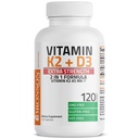 Bronson Vitamin K2 (MK7) dengan D3 Extra Power Supplement Bone and Heart Health None-GMO Formula 10.000 IU Vitamin D3 & 120 Mcg Vitamin K2 MK-7 Mudah untuk Swallow Vitamin D & K, 120 Capsules