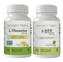 Nature 's Trove L-Theanine 200mg 120 Vegetarian Capsules & 5-HTP 100mg 120 Vegetarian Capsules - Tenang & Sehat Mood Stack