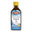 Carlson - The Very Finest Fish Oil + D3, 1600 mg Omega- 3s, 50 mcg (2000 IU) Vitamin D3, Liquid Fish Oil dan D3 Suplemen, Norwegia, Wild Caught, Lemon, 200 mL (6.7 Fl Oz)