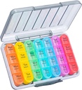 Daviky Weekly Pill Organizer 4 kali sehari, Moissture- Kotak Pil 7 Hari, Kotak Penyelenggara Kasus Obat Obat Harian untuk Diangkut, Penyelenggaraan Pill dengan 28 Kompartemen untuk Memegang Vitamin & Meds