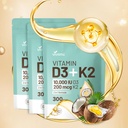 Vitamin D3 10.000 iu Plus K2 (MK-7) 200 mcg, 300 Coconut Oil Softgeels 124; 2 dalam 1 VIT D & K Kompleks 124; Pendukung Calcium Absorpsi, Bone, Immune, & Heart Health - Mudah ditelan (900 Softgels / 3 Bag)