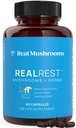 Jamur Real Realrest Capsules - Organic Reishi Mushroom dan Lemon Balm Extract - Tenang, Mindfulness & Wellness Dukungan - Vegan, Non- GMO, No Fillers - 60 Count Functional Mushroom Suplemen