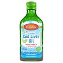 Carlson - Kid 's Cod Liver Oil, 550 mg Omega-3, Plus Vitamin A dan D3, Cair Minyak Ikan, Wild Caught Norwegia Arktik Cod, Sumpably Diberi Nordic Fish Oil, Green Apple, 250 mL (8.4 Fl Oz)
