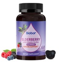 Natural Black Elderberry Gummies 150mg, Elderberry Fruit Extract dengan Vitamin C dan Zinc, Herbal ElderCraft £Gummies Daily Immune Dukungan untuk Anak-anak dan Dewasa, 60 Count