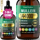 Mulein Drops for Lungs, 144000mg Mullein Leaf Extract for Lungs Cleanse & Respiratory Heally Breathing Immune, Digetical System, Natural Herbal Supplemen Sugar & Alcohol- Free, 120-Day Supply