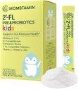 MOMSTASIN 2 '-FL HMO Pregories & Progres untuk Anak-anak, 1000mg Human Milk Oligosaccharide 2' -FL Powder, Patened 11 Strains, Healthy Gut Microbiome, Imune & Digetives Suplemen, IBS Relief - 30 Sticks