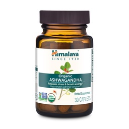 Himalaya Organic Ashwagandha Root, 30 Day Supply - Herbal Adrenal Support Supplements for Stress Relief and Energy Support - USDA Organic, Non-GMO, Vegan, Gluten Free, No Additives, 670 mg, 30 Caplets