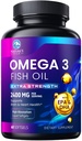 Omega 3 Fish Oil 2400 mg Suplement, Sumpably Softgels Triple Power - 3 Suffels, Dukungan Kesehatan Otak, EPA & DHA Fish Oil Fatty Acids Suplemen, Gluten & GMO Bebas, 60 Softgels