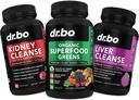 Suplemen Dukungan Detoks Cleanse Detox Organik Superfood - Green Veggie Powder Blend Vegetable Foods & Help Repair Kidneys, Bladder Control & Urinary Tract Health