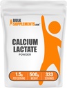 BulkSuplements.com Kalsium Lactate Powder - Kalsium Suplemen, Tingkat Pangan - Pure & Gluten Bebas, 1.5g per Serving, 500g (1.1 lbs) (Paket 1)
