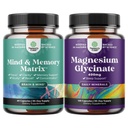 Bundle of Advanced Brain Supplement for Memory and Focus and Magnesium Glycinate Capsules for Dewasa - Memory Supplement for Brain Fog Clarity Energy and Recall