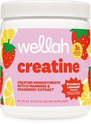 Wellah Creatine for Women - Creatine Monohydrate with Dandelion & Cranberry Extract (50 Servings, Strawberry Lemonade)