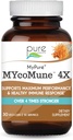 MYcoMune 4X Mashroom Organic Suplemen - Reishi, Mane Lion, Cordyceps, Chaga, Shiitake, Maitake for Immune System, Combat Stress, Build Energy by Pure Essence - 30 Caps
