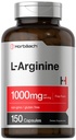 Horbäach L-Arginine 1000mg 124; 150 Capsules = 124; Free Form Dietary Supplement = Bebas