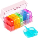 Zoksi Weekly Pill Organizer 2 Times sehari, Pink 7 Day Am Pill Box, Daily Am Pill Organizer 7 Day, Portable Vitamin Pill Case, Weekly Pill Box for Fish Oils, Vitamin, Suplemen