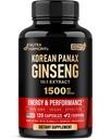 Panax Ginseng 15.000 mg - Red Korea Ginseng Tambahan untuk Pria - Ekstra 10: 1 Ekstrak - Energi, Fokus, Produktivitas & Performance - Natural & Vegan - Dibuat di AS - 120 Kapsul, 2 Bulan Supply