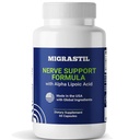 MIGRASTIL Nerve Support – Acetyl L-Carnitine & Alpha Lipoic Acid for Neuropathy Support – Full Strength Nerve Repair & Comfort – 2 Daily Capsules for Feet & Hands – 60 Count - Made in the USA